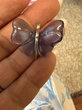 Blue Butterfly Glass Pendant Necklace - Women Jewelry